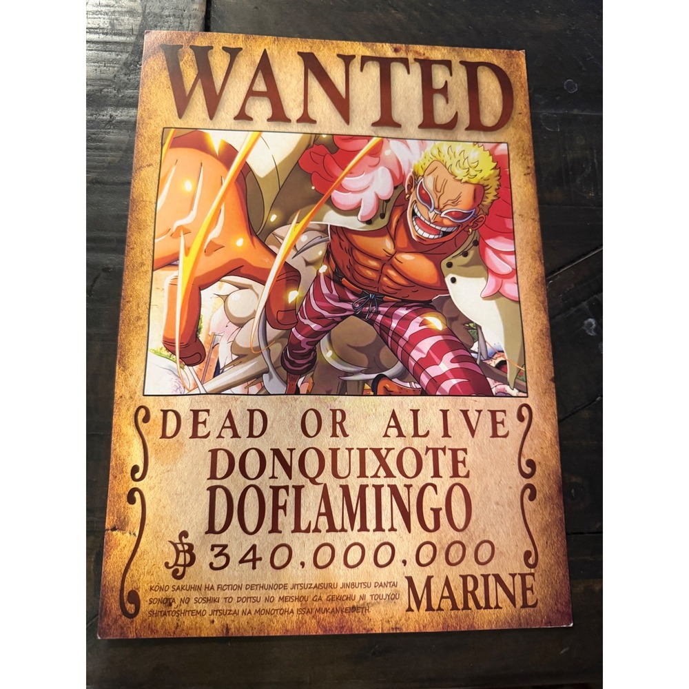 One Piece Donquixote Doflamingo Wanted Poster Anime Bounty Wall Art Decor